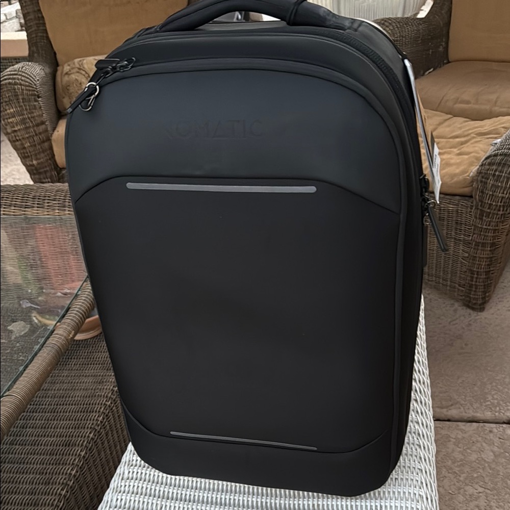 Black Minimalist Travel Carry -On 37 L  with Structured Design